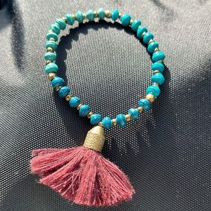 Noonday bracelet Turquoise/seafoam/burgundy/gold w tassel